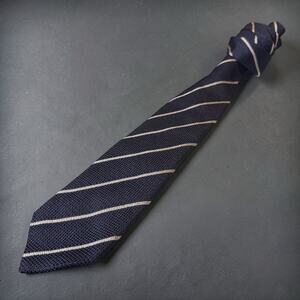 Canali Exclusive Silk Tie Mens Navy Gray Striped Italian Long 62”